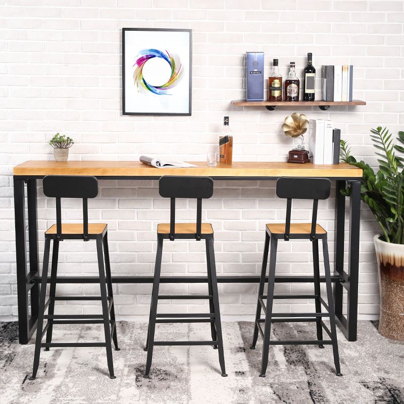 Industrial Style Bar Table Solid Wood Rectangle Pub Table for Indoor