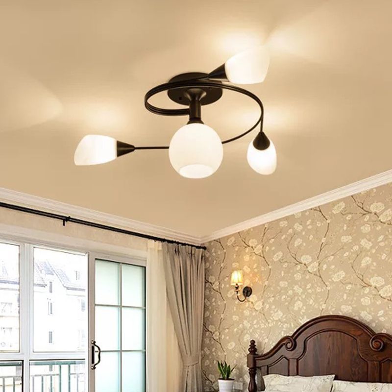 Plafonnier en verre dépoli en ferronnerie, luminaire Semi-encastré de Style moderne avec abat-jour blanc pour salon et Restaurant