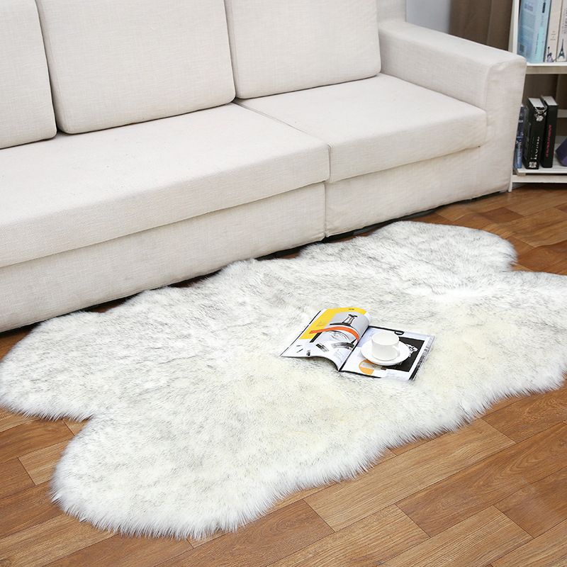 Shaggy Plain Rug Multi-Color Scandinavian Carpet Faux Fur Machine Washable Non-Slip Backing Pet Friendly Rug for Home