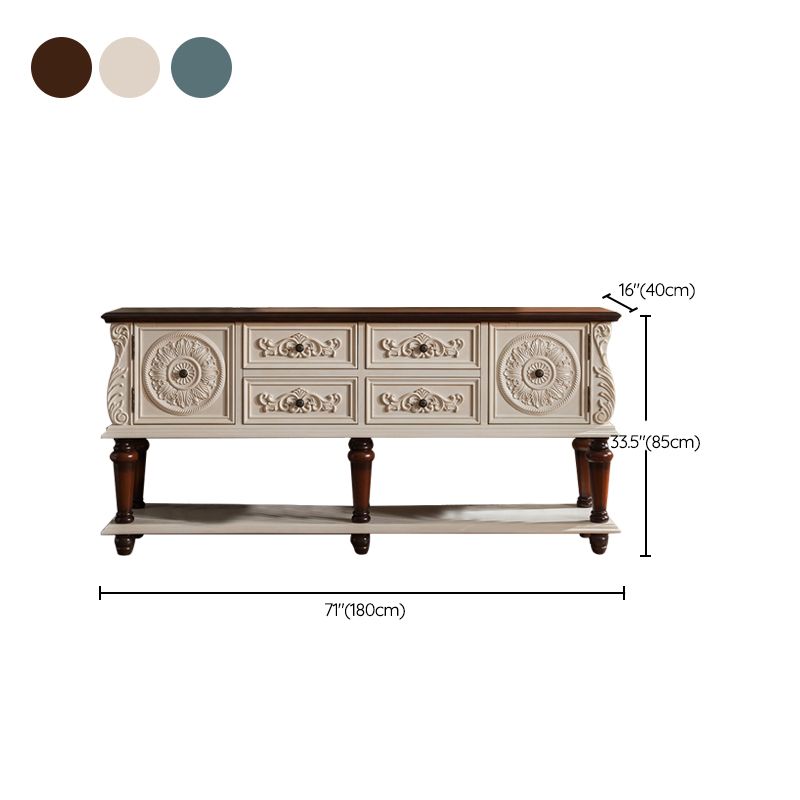 Mid-Century Modern 2-Door Accent Cabinet 33" Tall Distressed Wood Chest with Drawers