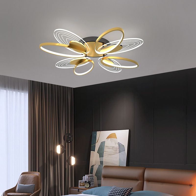 Forma de la flor de metal al ras del techo de techo moderno múltiples luces de montaje al ras en oro