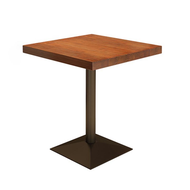 Solid Wood Industrial Dining Table Brown Square Table with Metal Base for Dinning Room