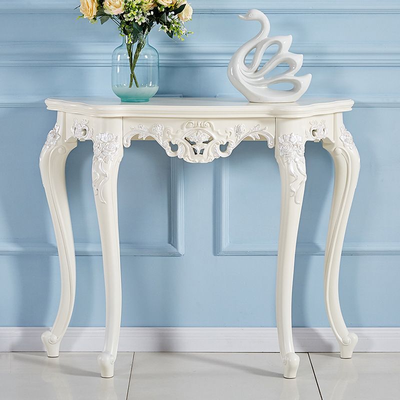 Victorian Hall 4 Legs Solid Wood Half Moon Console Accent Table