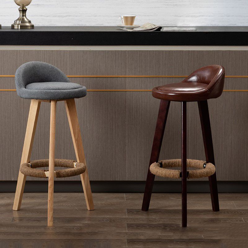 Contemporary Home Footrest Stool Matte Finish Upholstered Barstool