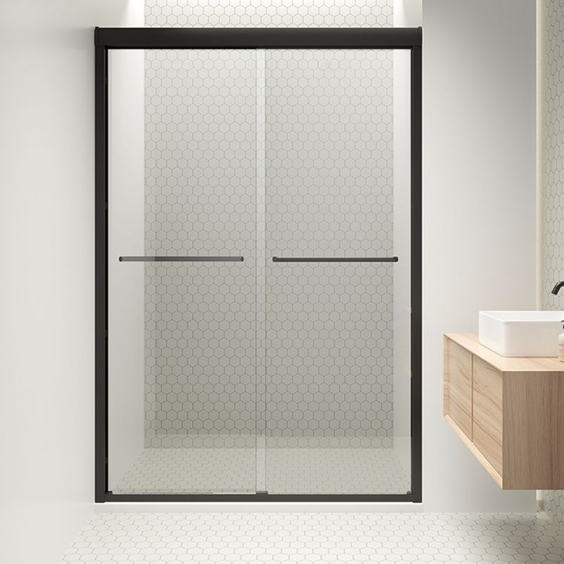 Semi Frameless Black Shower Door Double Sliding Clear Shower Doors