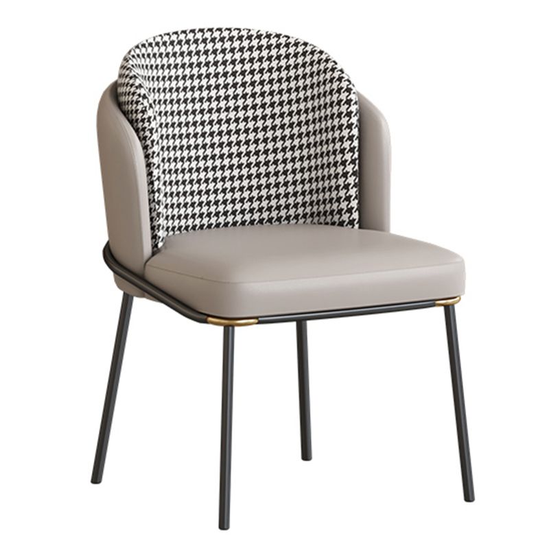 Contemporary Metal Dining Chairs Upholstered Armless Dining Chairs for Home Use