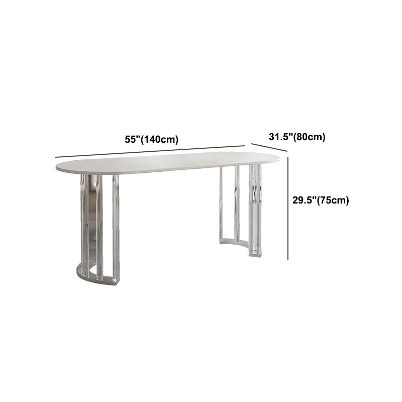 White Top Oval Dining Table Stone Dining Table with Acrylic Base