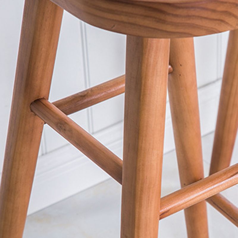 Industrial Armless Bar Stools Solid Wood Dining Stool with Footrest