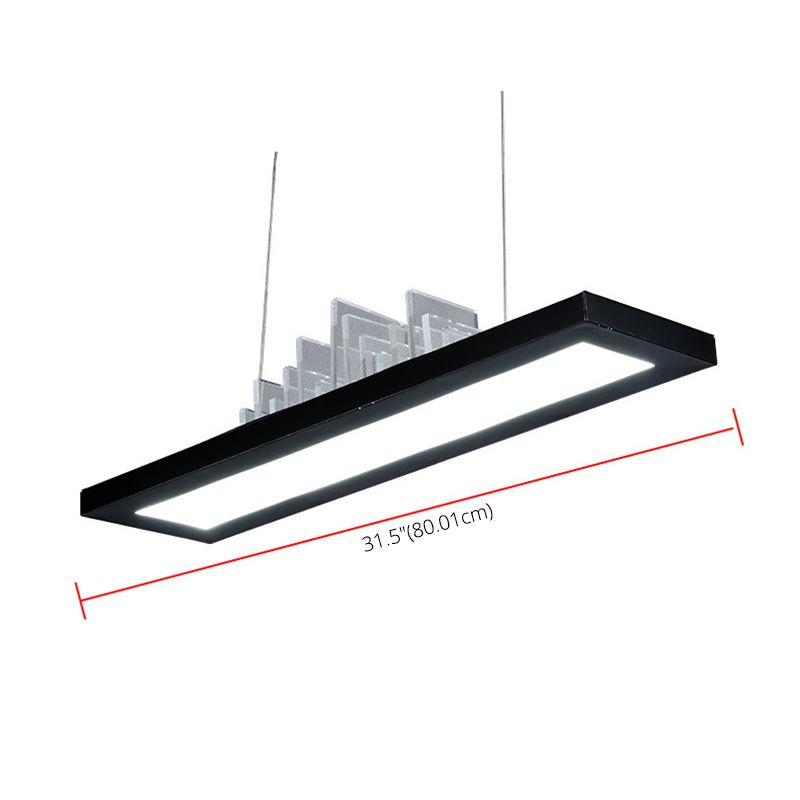 Rectangular LED Island Light Fixture Simplicity Acrylic Black Pendant Light for Dining Room