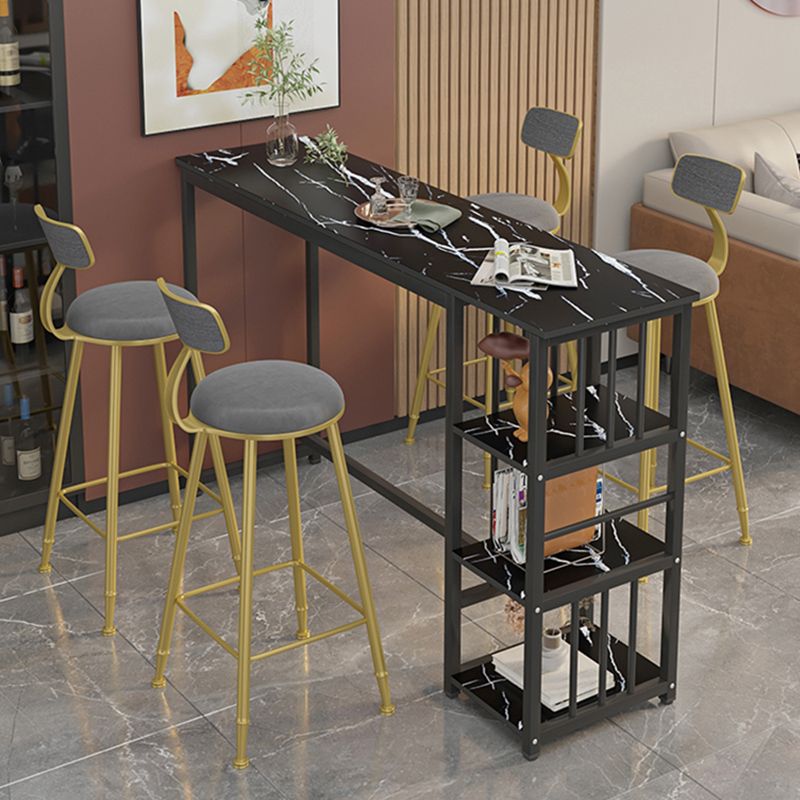 Rectangle Faux Wood Top Bistro Table Modern Pub Table with Metal Frame