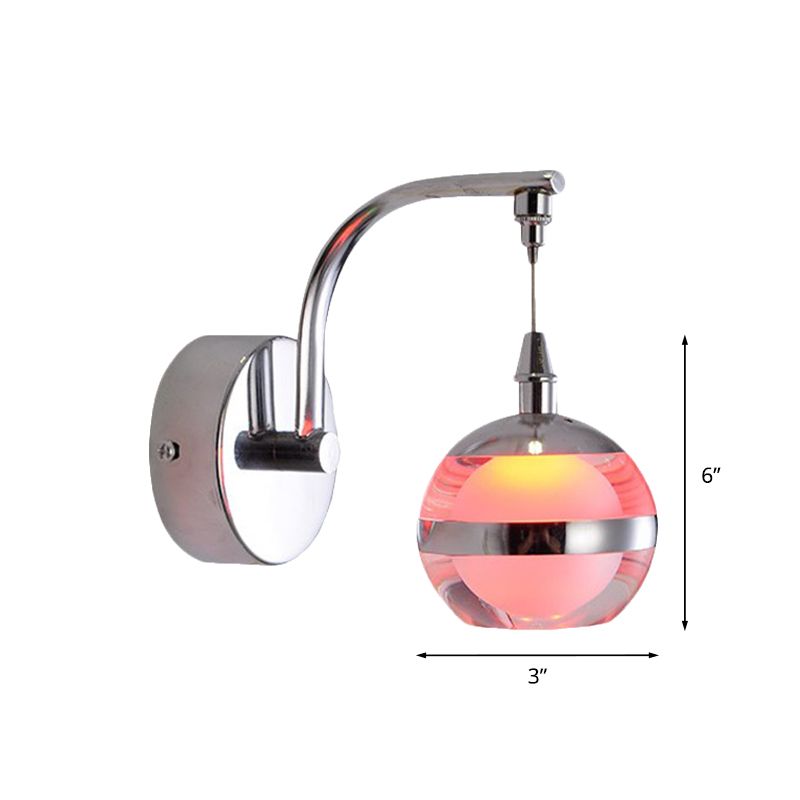 Globe Globe Mur Gince Light LED Mur Mur Mury Lighting in Chrome avec ombre acrylique