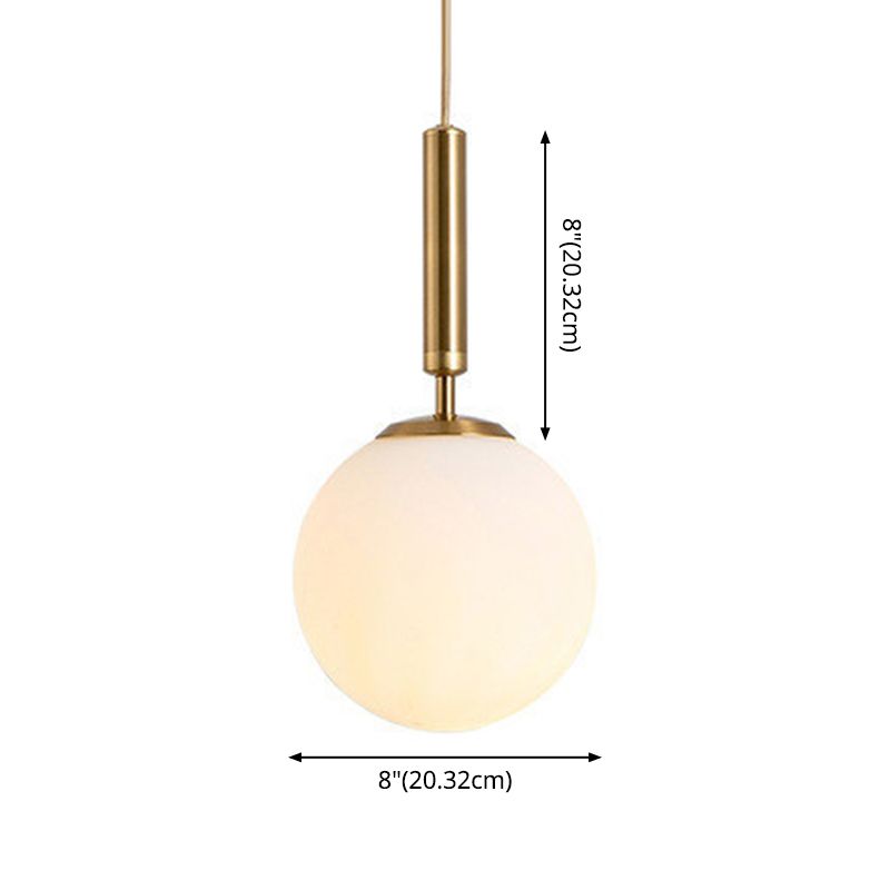 1 Light Sphere Pendant Lighting Mid-Century Modern White Glass Pendant Lighting Fixtures for Restaurant