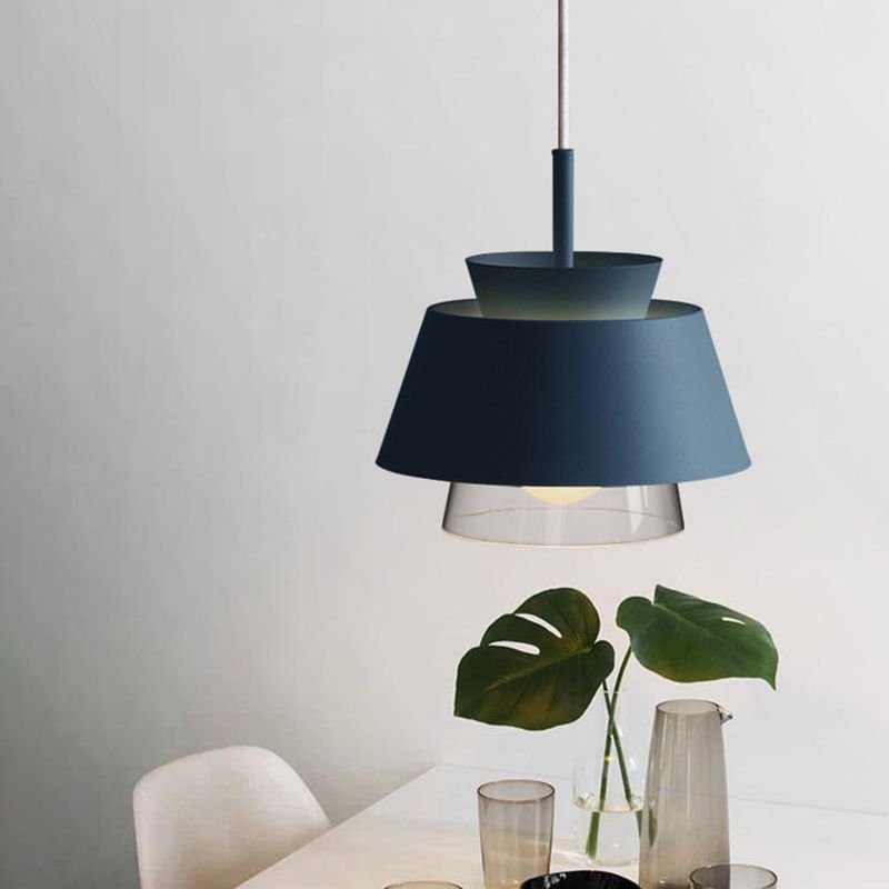 Metal Barrel Hanging Lights Modern Macaron Style 1 Light Pendant Light pour salle à manger