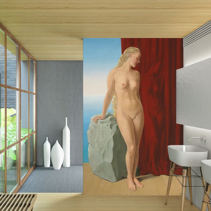 Bare Woman Portrait Wall Murals Surrealism Smooth Surface Wall Covering for Home
