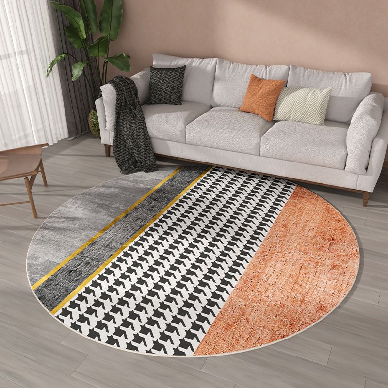 Blackish Green Pattern Rug Polyester Modern Rug Stain Resistant Rug for Living Room