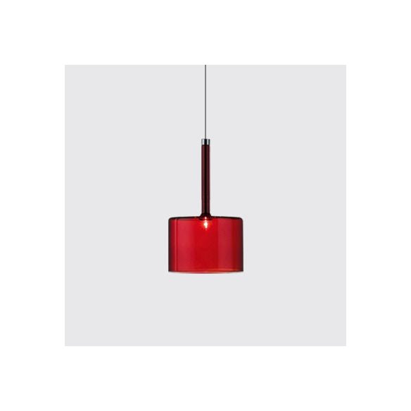 Nickle Zylindrisch/Trommel/lange Säule Suspension Anhänger Modernist 1 hellgrau/rot/orange Glas LED Hängende Leuchte