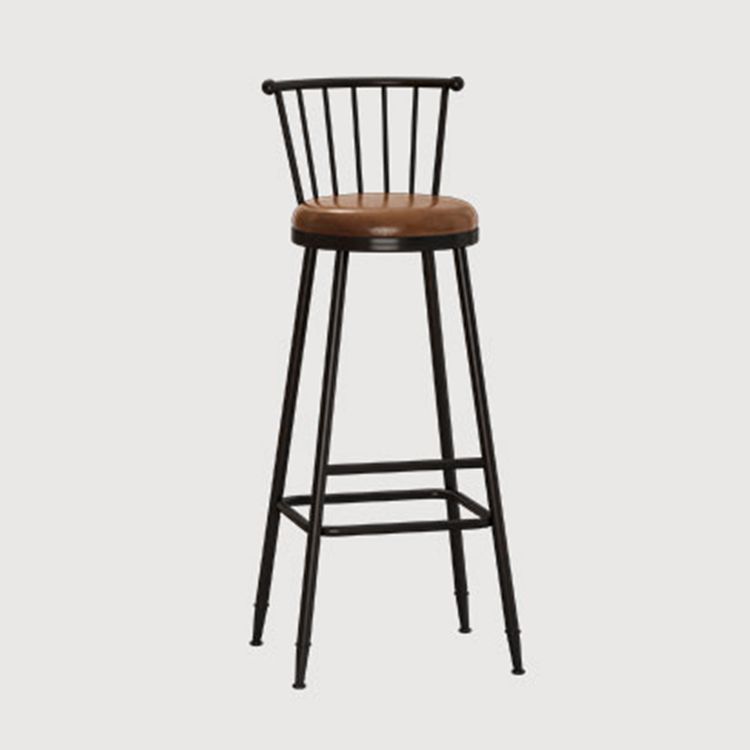 Leather Matte Finish Bristol Stool Low Back Footrest Barstool