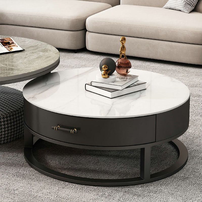 Frame Coffee Table Set Slate Cocktail Table with Storage Drawers