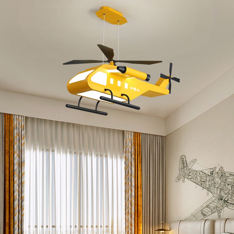 Hélicoptère en métal lampe de lustre de style enfant LED Plafond suspendu plafond pour chambre
