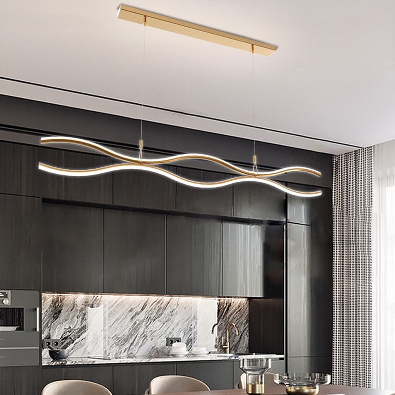 2 Light Linear Island Chandelier Modern Pendant Lighting Metal Island Lights