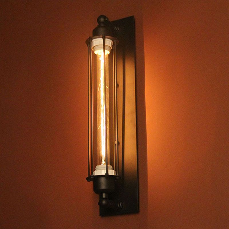 Metal Industrial Wall Sconce Cylinder Shape Wall Light for Courtyard