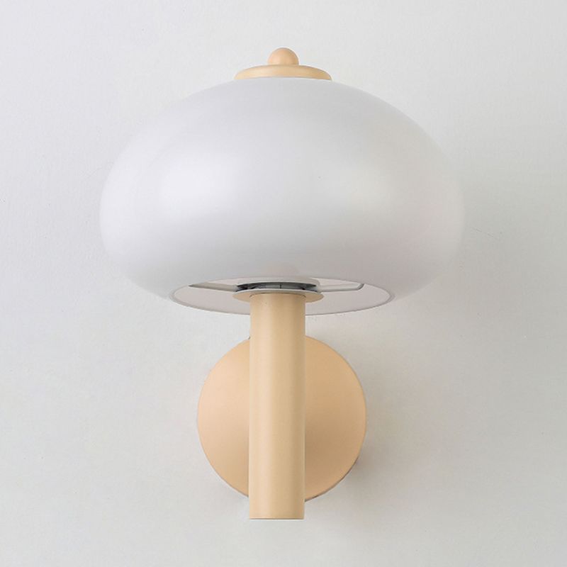 Modern Metal Wall Sconce Mushroom Shape Wall Light with Glass Shade for Living Room