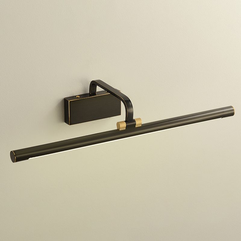Single Light Metal Linear Wall Lighting Modern Style Mirror Wall Mounted Light Fixture in Black