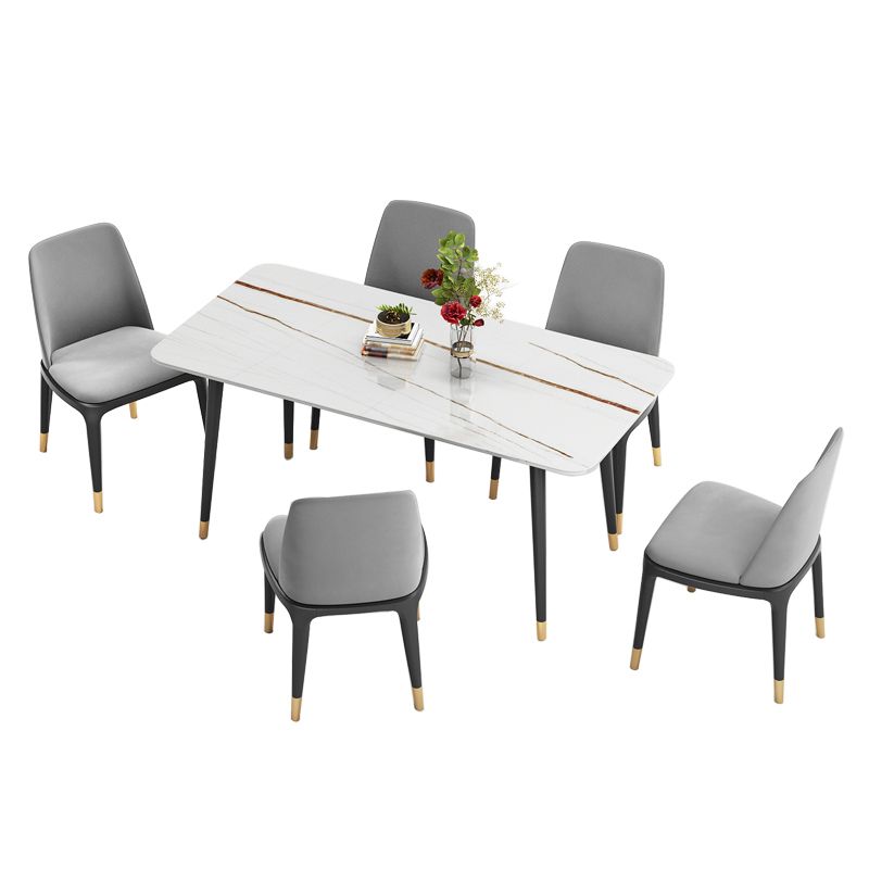 Metal and Stone Table Glam Style Minimalist Home Rectangular Dining Table