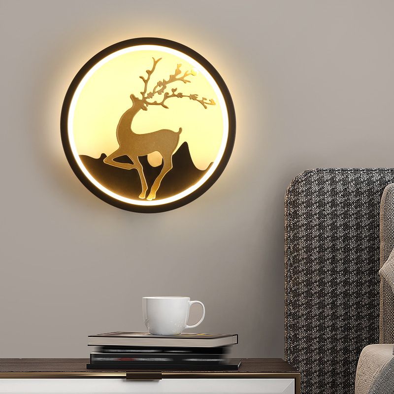 Contemporary Style Round Wall Mounted Lamps Metal 1 Light Sconce Light Fixture