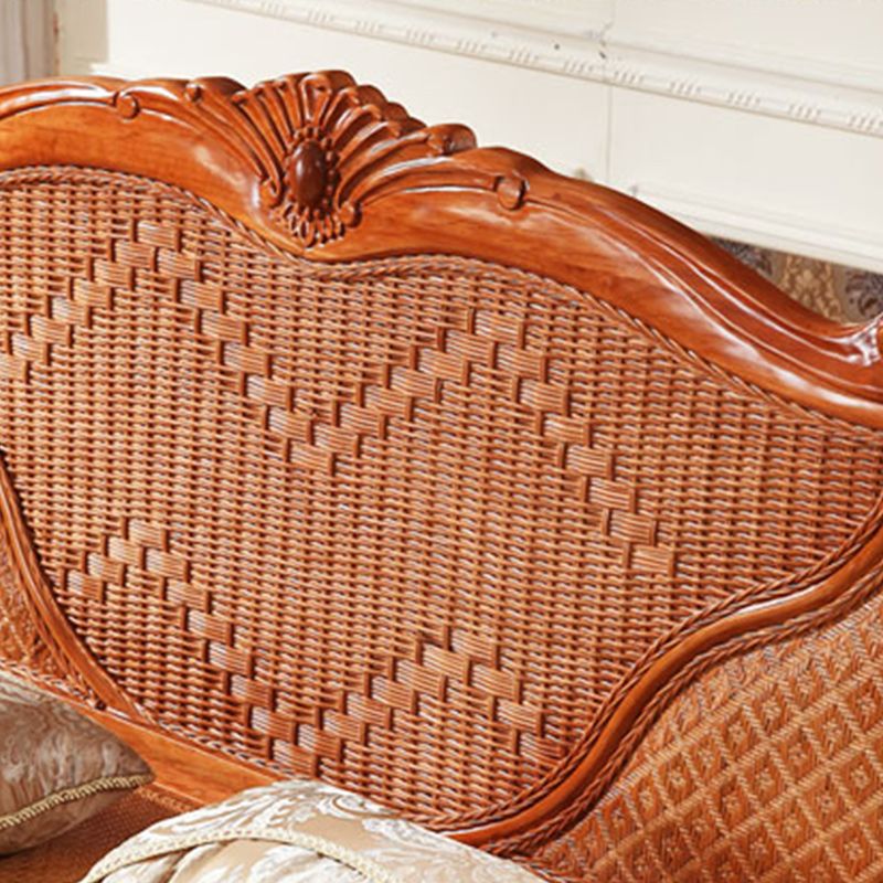 Mid Century Beveled Standard Bed Wicker & Rattan Bed Frame in Natural