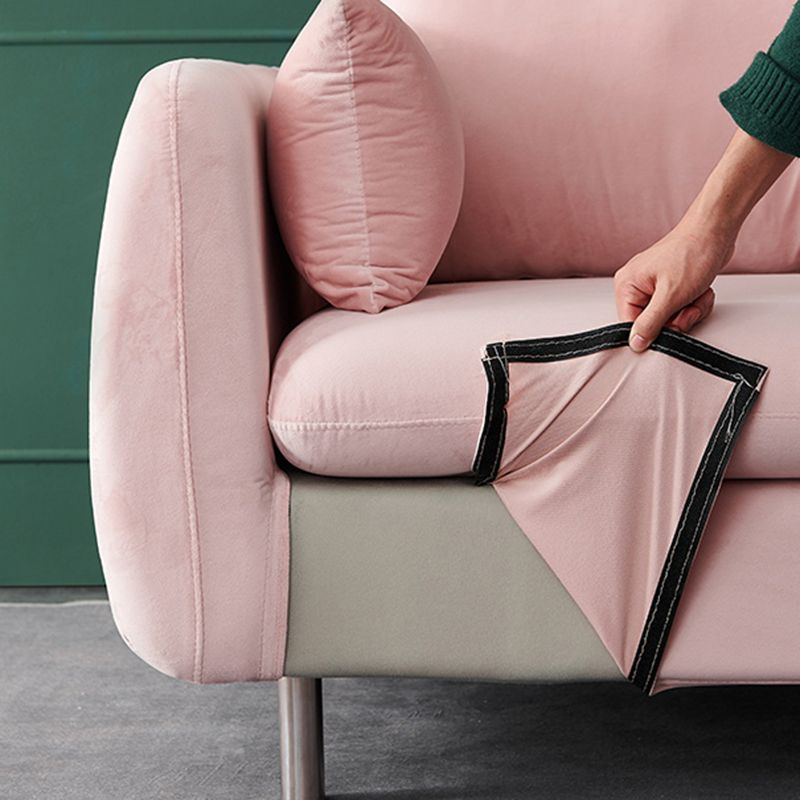 Contemporary Standard Sofa Square Arm Settee Couch with 2 Pillows