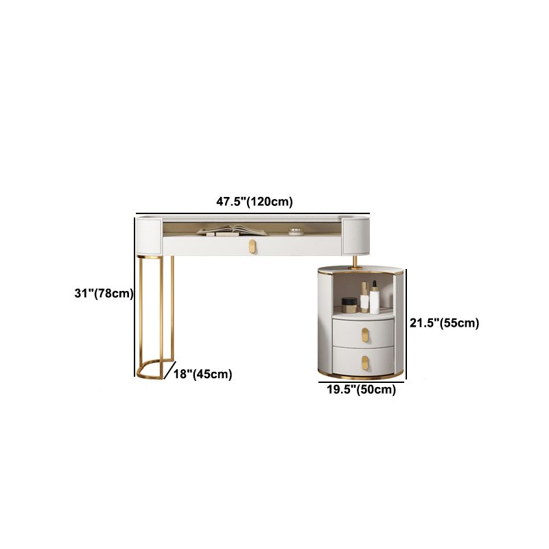Contemporary 3 Drawer Vanity Dressing Table Glass Top Makeup Vanity Desk