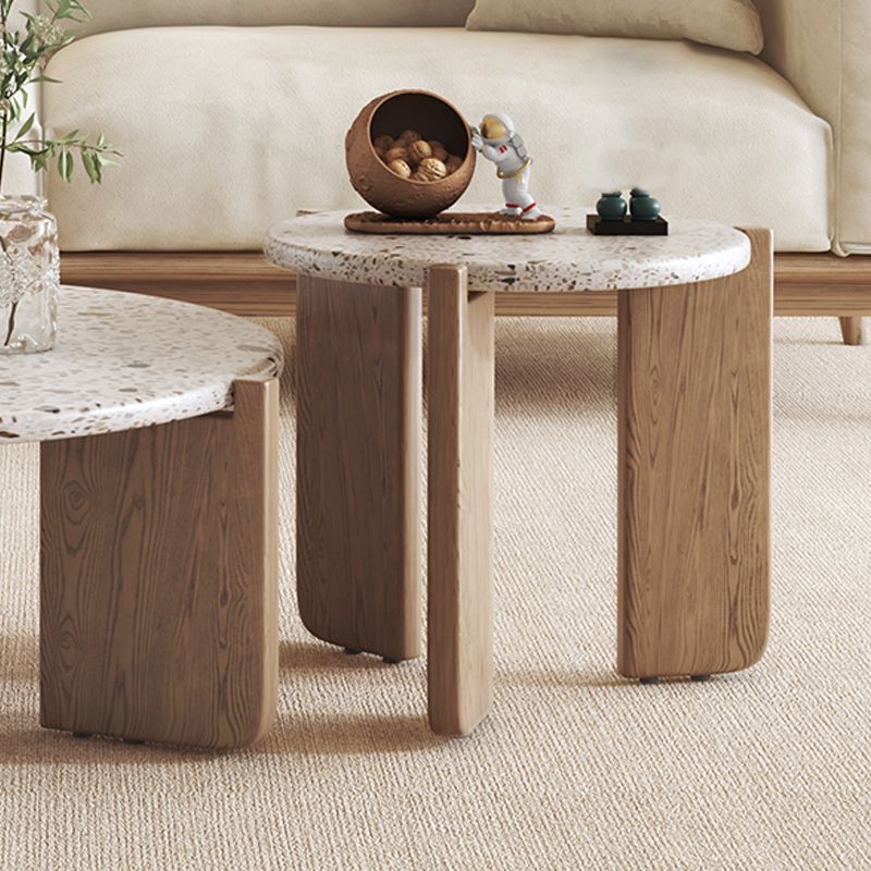 Contemporary Coffee Table 3 Legs Round Slate Coffee Cocktail Table