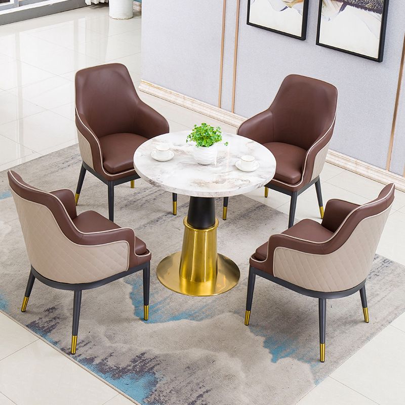 Glam Kitchen Dining Arm Chair Upholstered Side Chair with Metal Legs