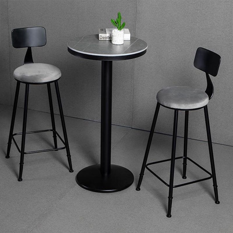 Modern Armless Backrest Counter Stool Iron Bar Stool with Velvet Cushion for Bar