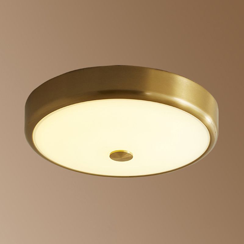 12.5"/16" Dia Antiqued Gold LED Flush Mount Simplicity White Glass Bowl/Round Ceiling Light for Bedroom