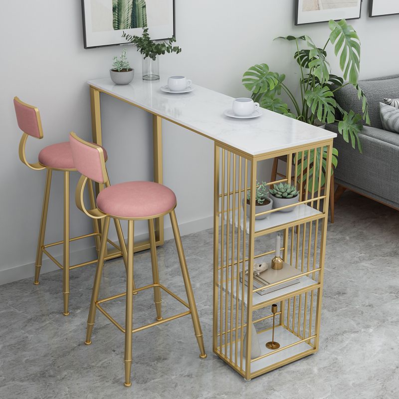 Indoor Marble Cocktail Bar Table Double Pedestal Pub Height Dining Table
