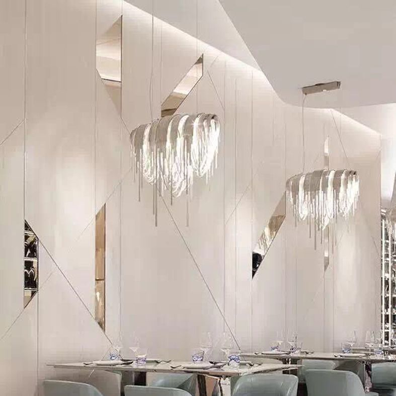 Chain Hanging Pendant Light Tassel Metal Chandelier Light for Dining Room Living Room