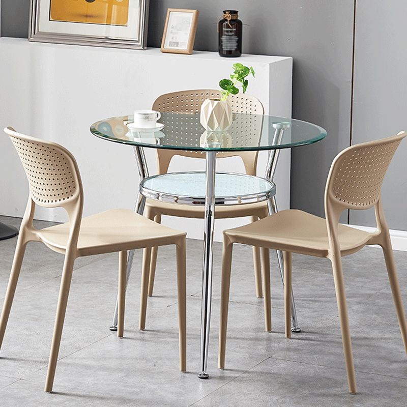 Runde transparente Esstischglas Tisch modern mit 3 Beinen Sockel