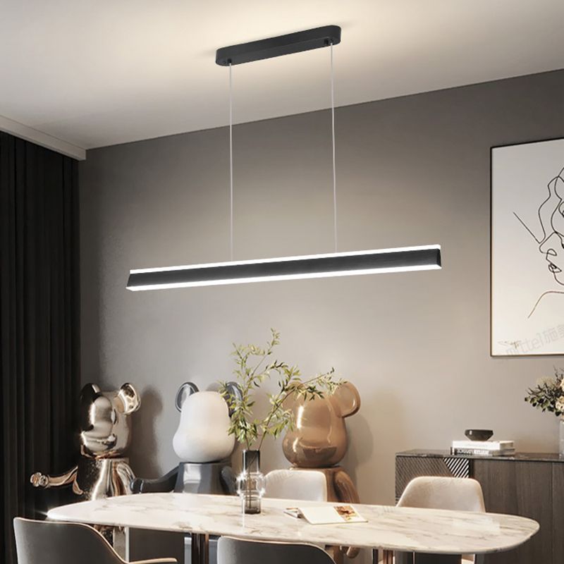Simple LED Island Light Modern Style Linear Hanging Light for Dining Room