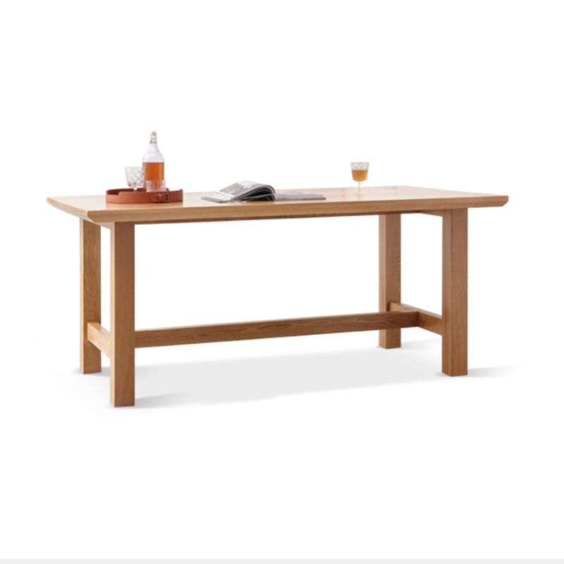 Natural Color Rectangle Solid Wood Dining Table with Trestle Base