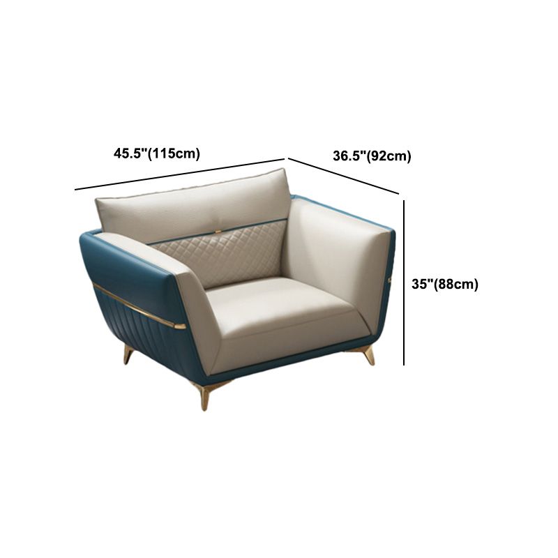 Contemporary Stain-Resistant Genuine Leather Square Arm Sofa & Chaise