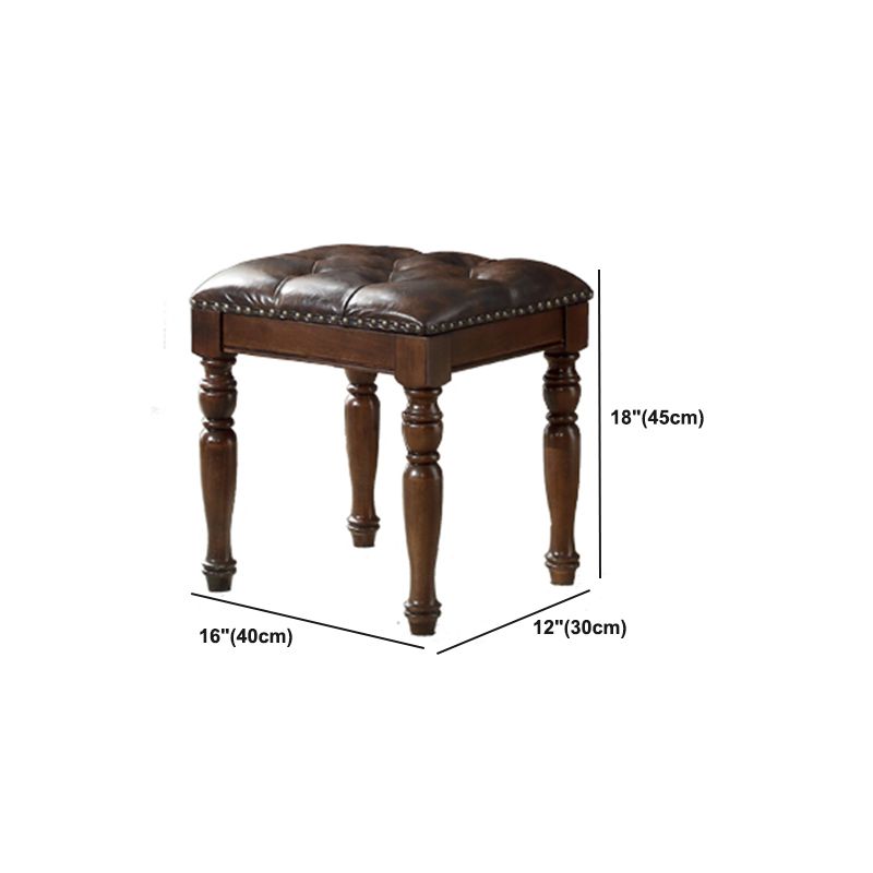 Traditional Makeup Vanity in Brown Rubber Wood Dressing Table