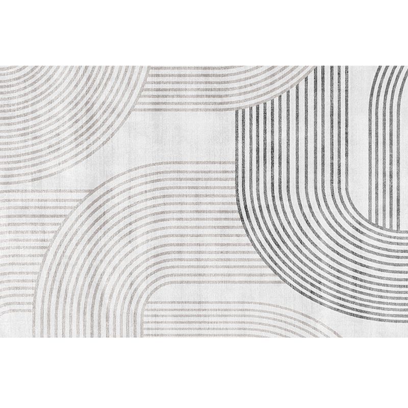 Modern Grey Area Carpet Stripe Pattern Polyester Area Rug Anti-Slip Easy Care Rug for Home Decor
