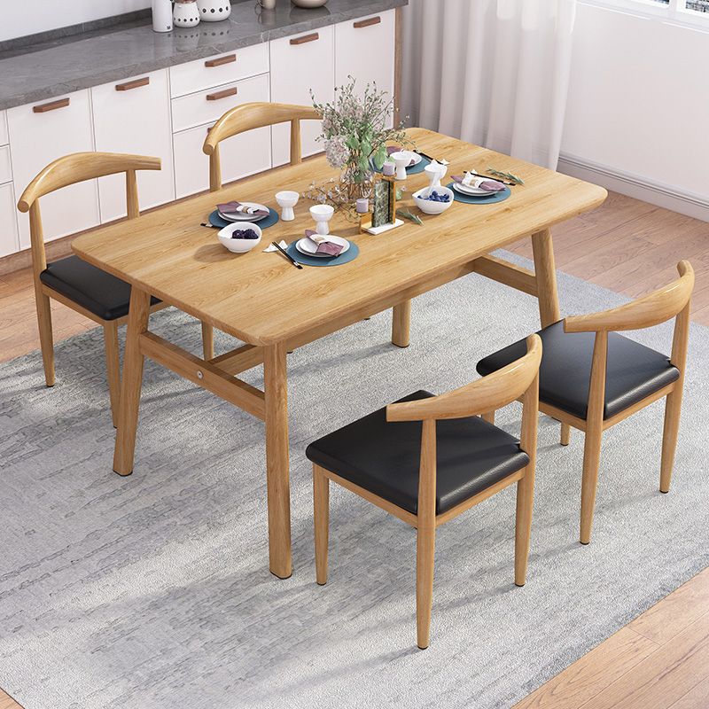 Rectángulo Conjunto de comedor contemporáneo MDF Conjunto de muebles de comedor de altura estándar con base de caballete