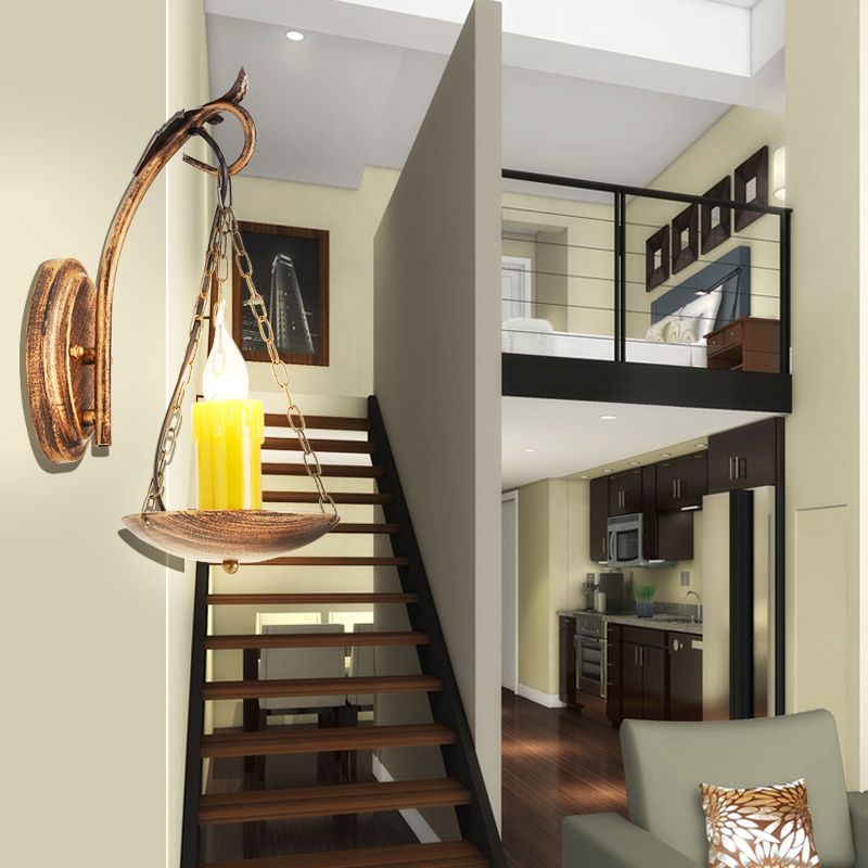 Cougie Suspenten Light Light Rustic Lodge Metallic 1 Éclairage d'éclairage clair pour le foyer