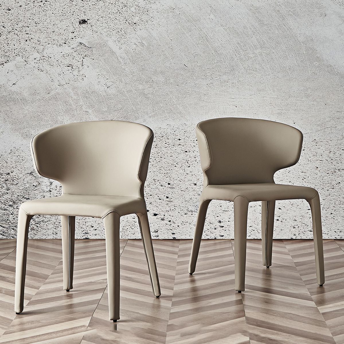 Silla de comedor moderna de piel sintética con respaldo lateral para uso doméstico