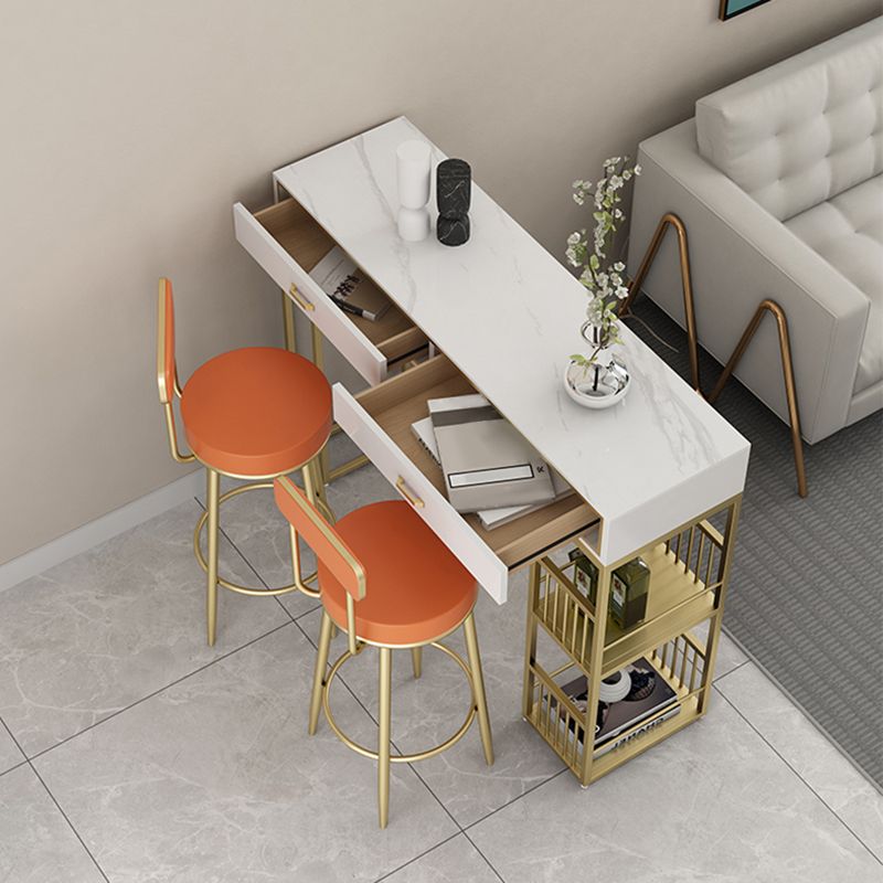 Scandinavian Upholstered Metal Counter Stools Low Back Bar Stools with Round Seat