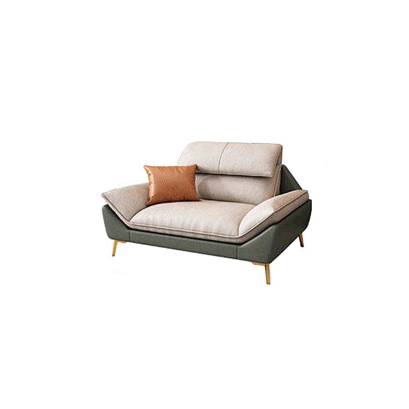 Flared Arm Faux Leather Furniture Sectionals in Green and White