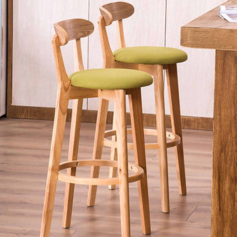 Contemporary Solid Wood Barstool Bristol Bar Stool with Footrest and Low Back